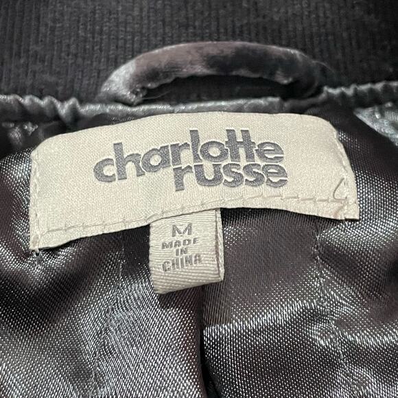 Charlotte Russe Velvet Bomber Jacket - Gray - Medium - Picture 7 of 11